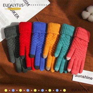 Eutus ถุงมือถัก แบบเต็มนิ้ว อบอุ่น นุ่ม สําหรับผู้หญิง ผู้ชาย