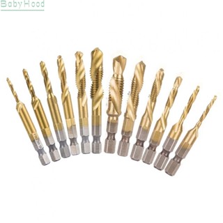 【Big Discounts】12pc Hex Shank Titanium Plated Screw Thread Drill Bits Set Compound Tap M3 - M10#BBHOOD