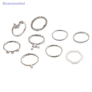 [Beautyoufeel] ชุดแหวนมุก พลอยเทียม รูปผีเสื้อ สไตล์เกาหลี วินเทจ โกธิค เรียบง่าย เครื่องประดับแฟชั่น สําหรับผู้หญิง 1 ชุด