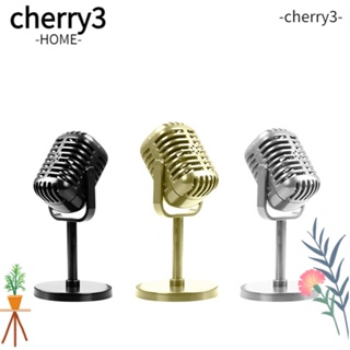 Cherry3 ไมโครโฟนไดนามิก พลาสติก สีดํา สีเงิน สไตล์วินเทจ สําหรับตกแต่งบ้าน