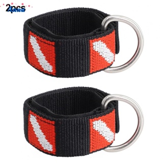 【Anna】2pcs Adjustable Scuba Diving Wrist Strap Lanyard Webbing Band with Metal D-Ring