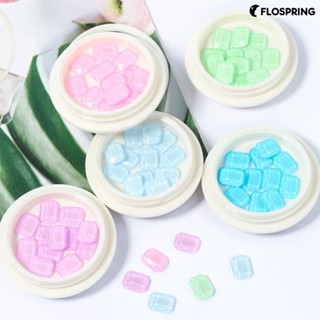 Flospring คริสตัลเทียม สามมิติ ไม่หล่น แวววาว เรียบง่าย สําหรับตกแต่งเล็บ DIY 1 กล่อง