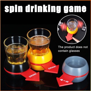 รูเล็ตดื่มแปลกใหม่ชุดเกมไวน์พร้อมแผ่นถ้วยแก้วหมุนสำหรับเครื่องมือเกมปาร์ตี้บาร์กลางคืน -FE