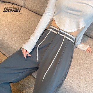 SOERVIMY  กางเกงขายาว กางเกงเอวสูง สไตล์เกาหลี แฟชั่น 2023 NEW  สวยงาม High quality Korean Style ทันสมัย A93L4PO 36Z230909