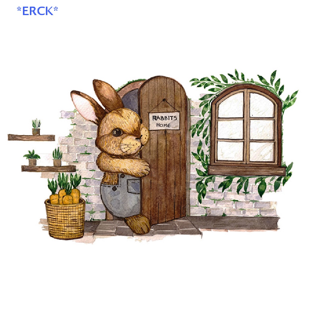 erck-gt-ใหม่-สติกเกอร์-ลายการ์ตูนกระต่าย-3d-สําหรับติดตกแต่งผนังบ้าน-ห้องนอนเด็ก