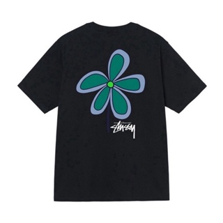 เสื้อยืดคอกลม เสื้อยืดผ้าหนา เสื้อยืดผ้านิ่ม เสื้อเชิตแขนสั้น STUSSY เสื้อยืดแขนสั้น คอกลม พิมพ์ลายดอกไม้ ทรงหลวม แฟชั่น