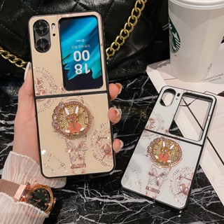 เคส OPPO Find N2 Flip โทรศัพท์มือถือ ฝาพับ ประดับกลิตเตอร์ 3D หรูหรา พร้อมขาตั้ง สําหรับ N2Flip