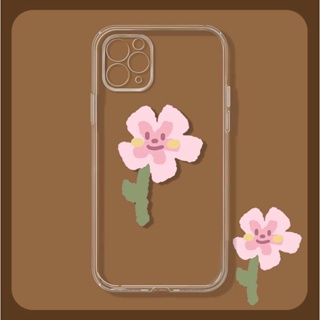 เคสโทรศัพท์มือถือนิ่ม แบบใส ป้องกันกล้อง ลายดอกไม้ตลก สําหรับ iPhone 14 13 12 Mini 11 Pro Max 14Plus