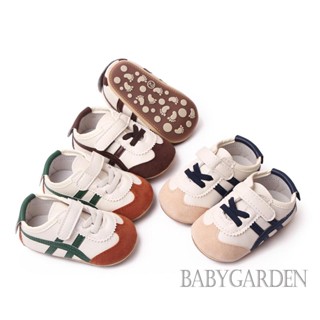 Babygarden-รองเท้าผ้าใบลําลอง พื้นกันลื่น ลายทาง สีตัดกัน สําหรับเด็กทารกวัยหัดเดิน