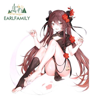 Earlfamily สติกเกอร์กันน้ํา กันรอยขีดข่วน ลาย Hu Tao Genshin Impact 13 ซม. X 8.3 ซม. สําหรับตกแต่งรถเข็น
