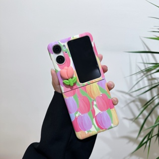 เคสโทรศัพท์มือถือหนังแข็ง กันกระแทก ลายดอกไม้ทิวลิปน้อยน่ารัก สําหรับ Oppo Find N2 Flip 5G