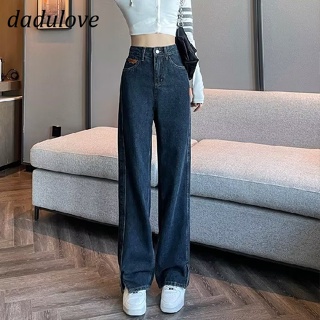 DaDulove💕 New Korean Version of INS Slit Jeans WOMENS High Waist Niche Wide Leg Pants Large Size Trousers