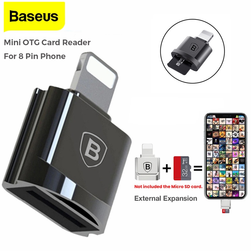 baseus-mini-micro-sd-tf-card-reader-8-pin-otg-เครื่องอ่านการ์ดหน่วยความจํา-สําหรับอะแดปเตอร์โทรศัพท์