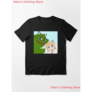 2022 การ์ตูน กบเศร้า Sad frog Kawaii Waifu Pepe Essential T-Shirt เสื้อยืดพิมพ์ลาย เสื้อยืดคู่รัก