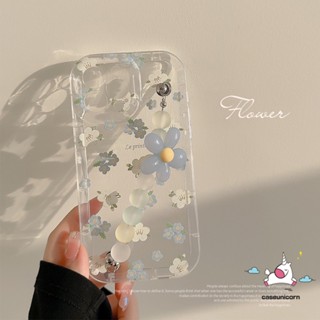 เคสโทรศัพท์มือถือแบบนิ่ม ใส ลายดอกไม้ พร้อมสายคล้องมือ สําหรับ Samsung A50 A04E A13 A14 A04s A34 A12 A53 A23 A54 A04s A03s A03 A20s A11 A31 A51 A21s A32 A02s A52 A04 A30 A20 A30s A52s A22 A10s A71