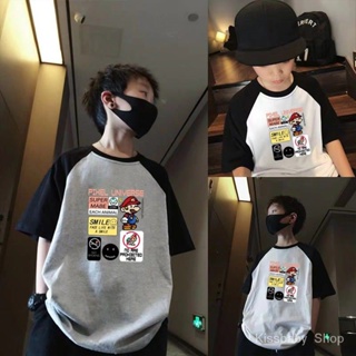 2023 Boys Short Sleeve Fashion T-shirt, Summer Childrens Top, Big Boy Japanese Korean Printed T-shirt Suitable for 4-12 Years Old