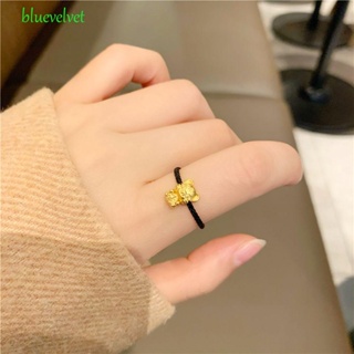 Bluevelvet แหวนเชือกทองแดง รูปราศีจีนย้อนยุค เรียบง่าย สีแดง สีดํา|แหวนนิ้วมือ สําหรับเด็กผู้หญิง