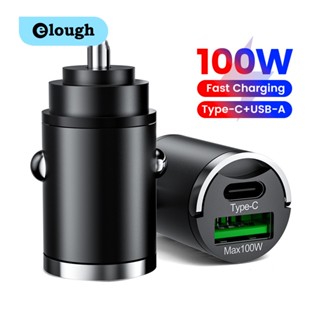 Elough อะแดปเตอร์ชาร์จโทรศัพท์มือถือ 100W QC3.0 5A PD PD 15W Type C ชาร์จเร็ว สําหรับรถยนต์