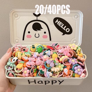 40pcs ยางรัดผม แบบยืดหยุ่น ไม่เจ็บผม สไตล์เกาหลี เครื่องประดับ สําหรับเด็ก กระบอกเปล่า