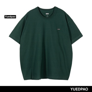 Yuedpao ยอดขาย No.1 รับประกันไม่ย้วย 2 ปี sweater  เสื้อยืดเปล่า เสื้อยืดสีพื้น เสื้อยืดsweater แขนสั้นLogo Jungle Green