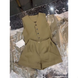 Summer v-collar short two-piece suit socialite casual wide-legged Hepburn sleeveless fashion skinny suit