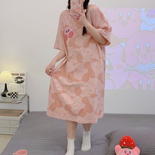 Summer new cartoon Kirby sweet pajamas Womens Summer Homewear Casual Comfortable Short Sleeve Nightdress