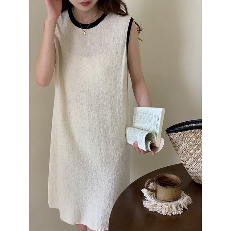 fat-mm-oversized-300jin-french-sleeveless-color-round-collar-dress-summer-loose-straight-vest-skirt-2