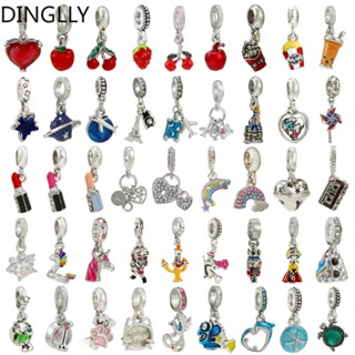 Dinglly จี้โลหะอัลลอย รูปสตรอเบอร์รี่ และหัวใจ สีรุ้ง สําหรับทําเครื่องประดับ Diy