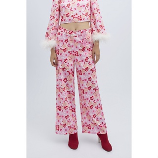ESP กางเกงขายาวลายฟอรัล ผู้หญิง สีชมพู | Floral Print Long Trousers | 5894