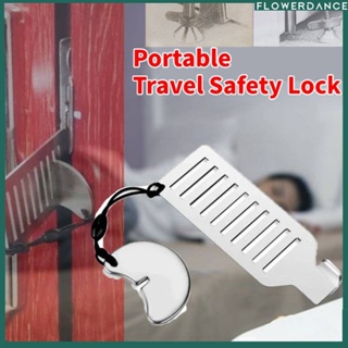 [คลังสินค้าพร้อม] ล็อคประตูแบบพกพา Fortravel Lock Stainless Steel Punch-free Security Privacy Door Lock Solid Heavy Duty Lock For Travel Hotel Home Home Anti-theft flower