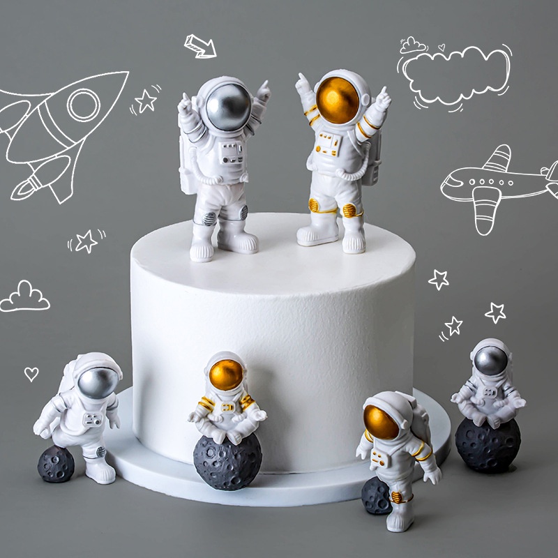 โมเดลฟิกเกอร์-รูปนักบินอวกาศ-ธีมอวกาศ-สําหรับตกแต่งบ้าน-เค้กวันเกิดเด็ก-3-ชิ้น
