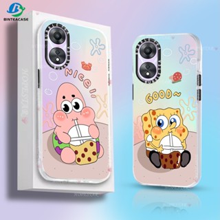 เคสโทรศัพท์มือถือแบบแข็ง ลายสพันจ์บ็อบ ไล่โทนสี สําหรับ OPPO A17 A78 5G A57 2022 A15 A16 A16K A54 A53 A12 A5S A7 A3S A11k A31 A52 A92 A94 A93 A37 F9 A1K Reno 5 A76 A96 A36