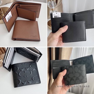 Compact Id Wallet 3008 f75371 Ce714 F74991 F74993 F25519 กระเป๋าสตางค์ COAC H กระเป๋าสตางค์ผู้ชาย กระเป๋าสตางค์แบบพับ