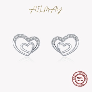 Ailmay ต่างหูเงินแท้ 925 รูปหัวใจ เครื่องประดับ สําหรับผู้หญิง งานแต่งงาน