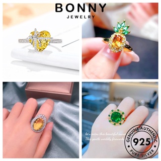 BONNY JEWELRY ซิทริน ผู้หญิง ทับทิม แฟชั่น 925 หรูหรา เงิน เครื่องประดับ Silver มรกต แหวน เกาหลี แท้ ต้นฉบับ ไพลิน เครื่องประดับ M104