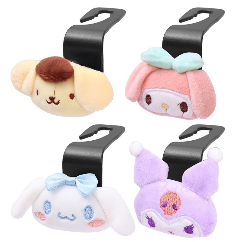 ตะขอพนักพิงศีรษะ-ผ้ากํามะหยี่ขนนิ่ม-ลายการ์ตูนอนิเมะ-sanrio-kuromi-cinnamoroll-my-melody-น่ารัก-อุปกรณ์เสริม-สําหรับรถยนต์