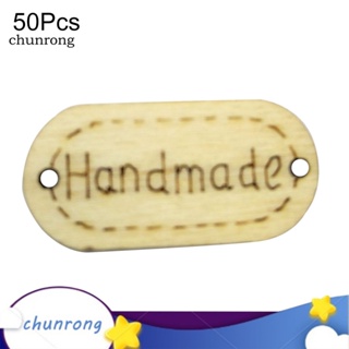 Chunrong กระดุมฉลากไม้ พิมพ์ลายตัวอักษร แฮนด์เมด สําหรับตกแต่งสมุดภาพ DIY 50 ชิ้น