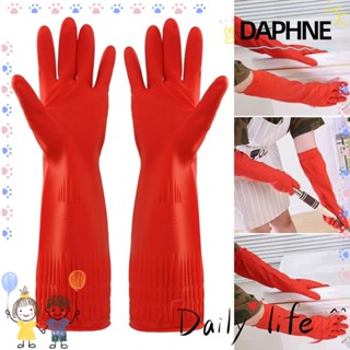 Daphne ถุงมือยาง แบบหนา กันน้ํา กันน้ํามัน กันสารเคมี ทนทาน สําหรับล้างรถ ห้องครัว 1 คู่