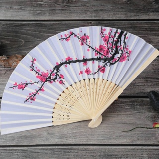 Durable Tools Hand Fan Bamboo Cherry Blossom Cloth Decorating Garden Parties
