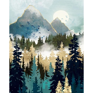 ชุดปักครอสติช 11CT รูปภูเขาป่า ขนาด 40x50 ซม. สําหรับตกแต่ง [Acelit.th]