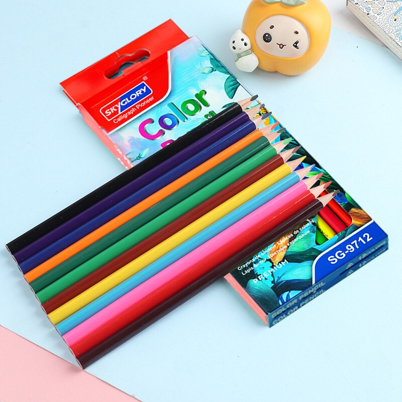ดินสอสีไม้-12-สี-ดินสอสีวาดรูป-ดินสอสีไม้แท่งยาว-สีไม้คอลลีน-ปากกาวาดภาพ-อุปกรณ์การเรียน