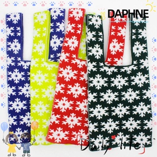 Daphne กระเป๋าถือ ผ้าถัก ความจุสูง ลายเกล็ดหิมะ ใช้ซ้ําได้ สําหรับนักเรียน