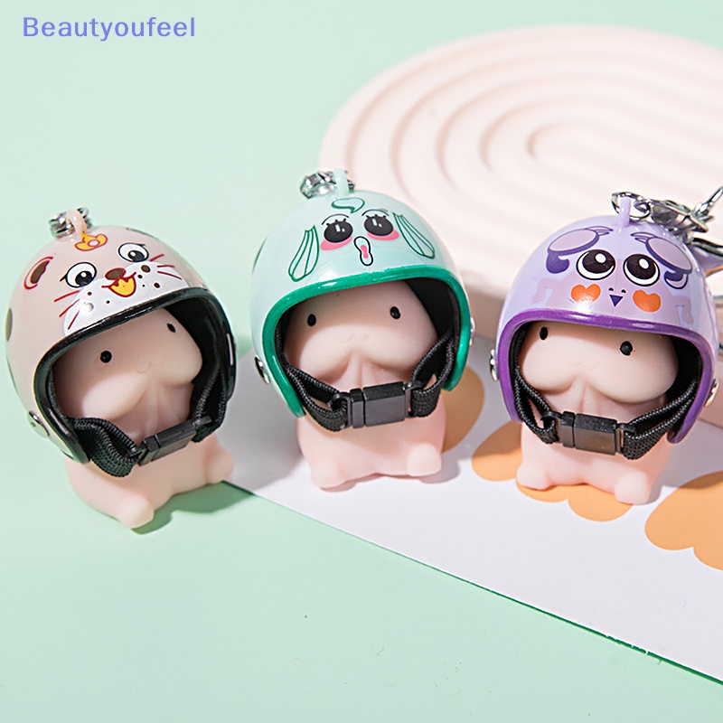 beautyoufeel-พวงกุญแจของเล่นบีบกด-รูปหมวกกันน็อค-mochi-dingding-น่ารัก-สําหรับเล่นตลก-คลายเครียด