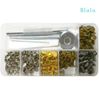 Blala หมุดย้ําหนัง พร้อมอุปกรณ์ติดตั้ง สําหรับซ่อมแซมเครื่องหนัง งานฝีมือ DIY 120 ชุด