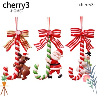 Cherry3 เครื่องประดับแขวนตกแต่งคริสต์มาส รูปสโนว์แมน แคนดี้ แคนดี้ ของขวัญ 3 ชิ้น
