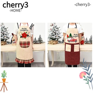 Cherry3 ผ้ากันเปื้อน ลายคริสต์มาส สีกาแฟ สําหรับตกแต่ง