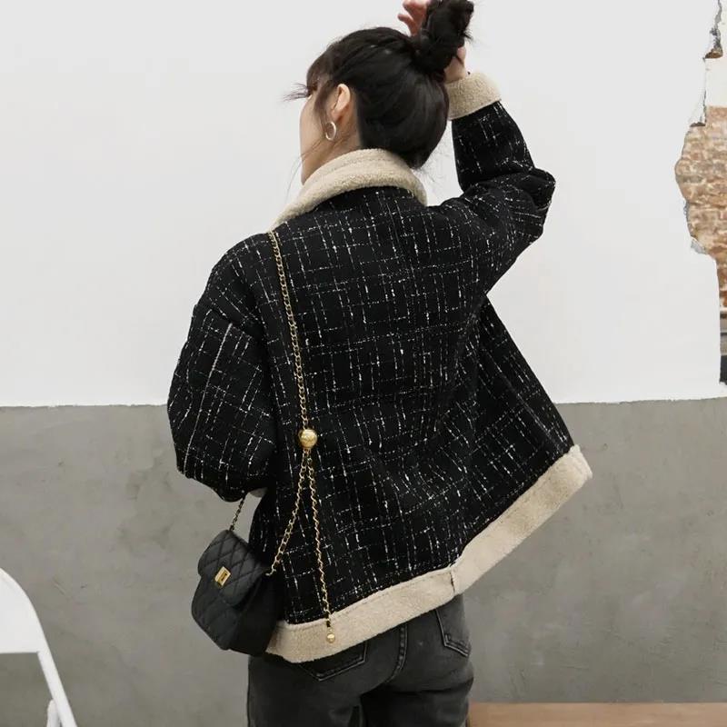 เสื้อโค้ทสั้น-ผ้าขนแกะ-ขนาดเล็ก-อเนกประสงค์-แฟชั่นฤดูใบไม้ผลิ-และฤดูใบไม้ร่วง-สําหรับผู้หญิง