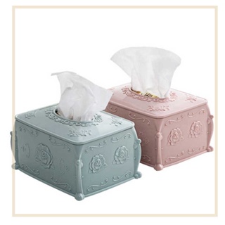 Ins Style กล่องทิชชู่พลาสติกแกะสลัก สีชมพู ห้องนั่งเล่น กล่องทิชชู่ กล่องผ้าเช็ดปาก กล่องทิชชู่ ในครัวเรือน