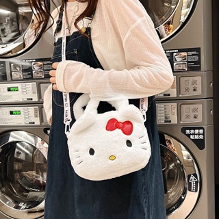 New original Japanese furry kitty cat girl heart straddle cute Hello Kitty JK cartoon handbag