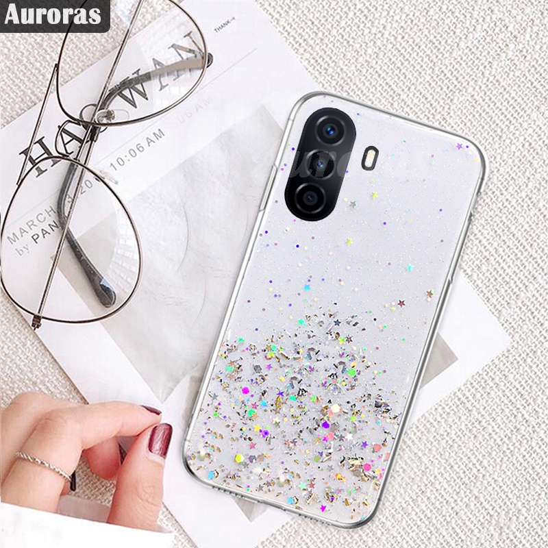 เคสโทรศัพท์มือถือแบบนิ่ม-ใส-แต่งกลิตเตอร์ดาว-ดวงจันทร์-สําหรับ-huawei-nova-y70-y71-y71-y70